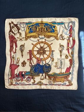 Hermes Musee Silk Scarf with Nautical Ships Wheel- Stunning!